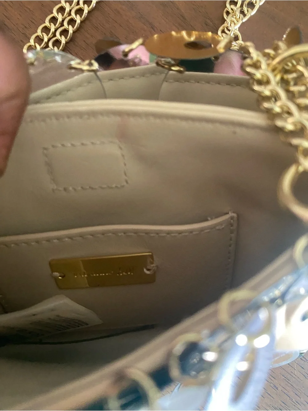 Gold Sequin Disc Crossbody with Chain Strap by Paco Rabane for H&M